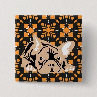 French Bulldog pattern 15 Cm Square Badge