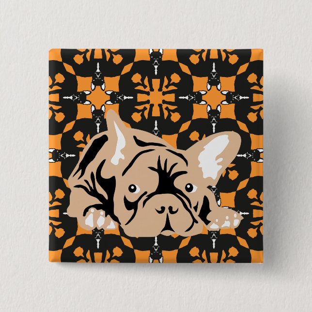 French Bulldog pattern 15 Cm Square Badge (Front)