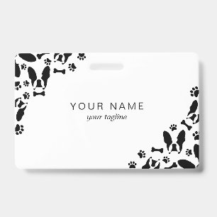 French Bulldog pattern corner ID Badge