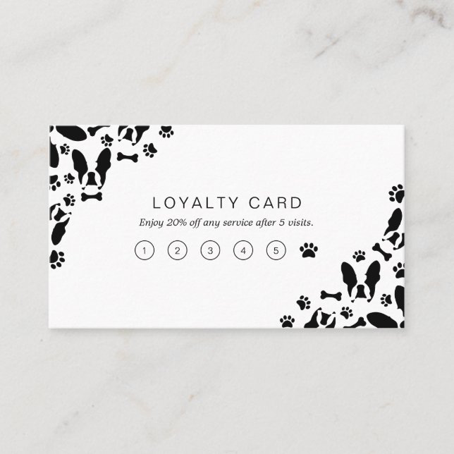 French Bulldog pattern corner Loyalty Card (Front)