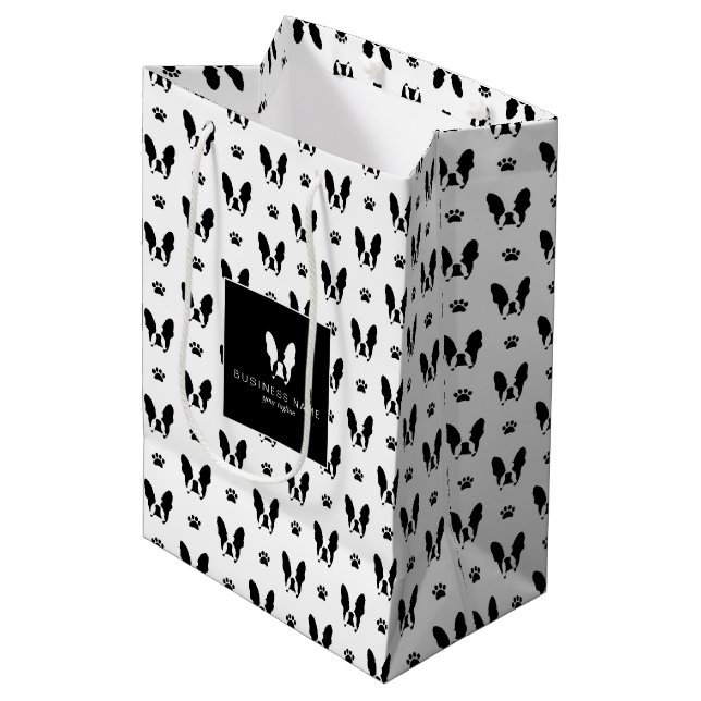 French bulldog pattern medium gift bag (Front Angled)