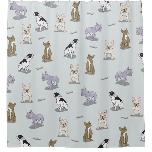 French bulldog pattern shower curtain (Front)