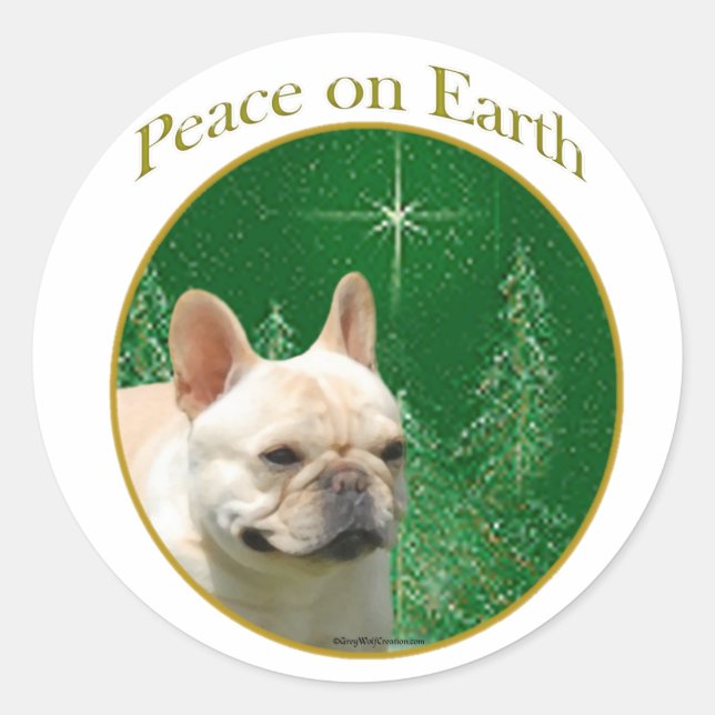 French Bulldog Peace Classic Round Sticker (Front)