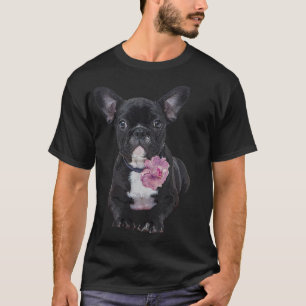 French Bulldog Peony Flower T-Shirt, Frenchie Love T-Shirt