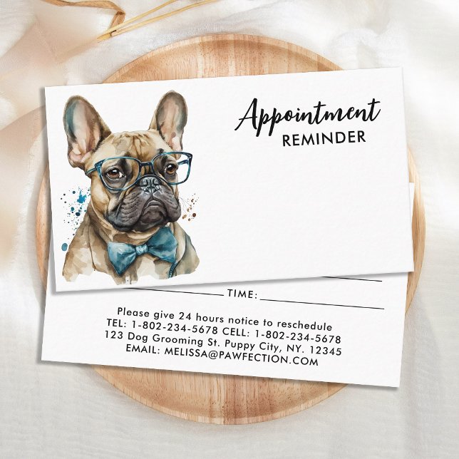 French Bulldog Personalised Dog Groomer Pet Care Appointment Card (Creator Uploaded)