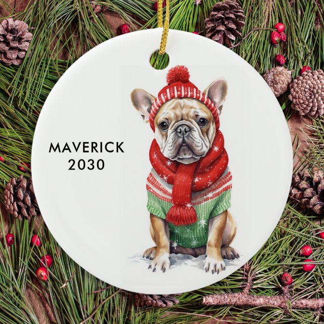 French Bulldog Personalised Dog Lover Christmas  Ceramic Tree Decoration (Creator Uploaded)