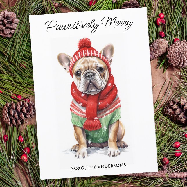 French Bulldog Personalised Dog Lover Christmas  Holiday Card (Creator Uploaded)