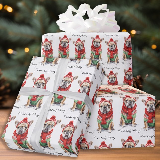 French Bulldog Personalised Dog Lover Christmas  Wrapping Paper (Creator Uploaded)