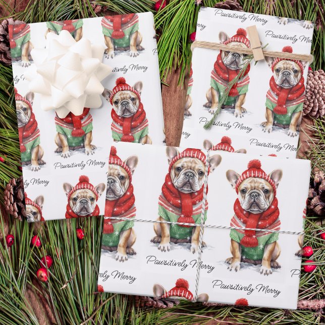 French Bulldog Personalised Dog Lover Christmas  Wrapping Paper Sheet (Creator Uploaded)
