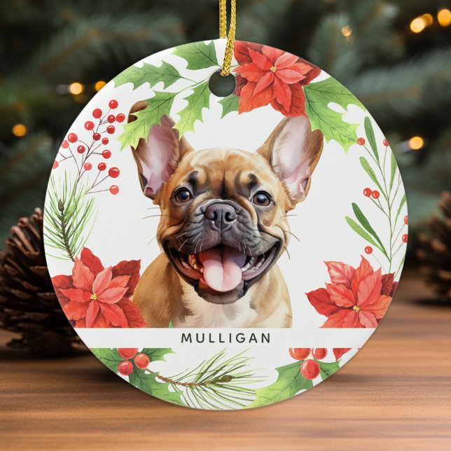 French Bulldog Personalised Pet Dog Christmas Ceramic Tree Decoration (Creator Uploaded)