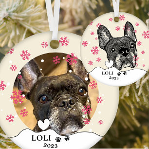French Bulldog Personalized Hand Drawing Ceramic Tree Decoration