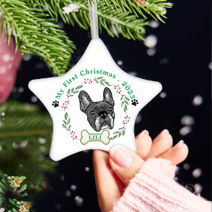 French Bulldog Personalized Hand Drawing Ceramic Tree Decoration
