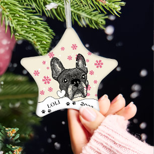 French Bulldog Personalized Hand Drawing Ceramic Tree Decoration