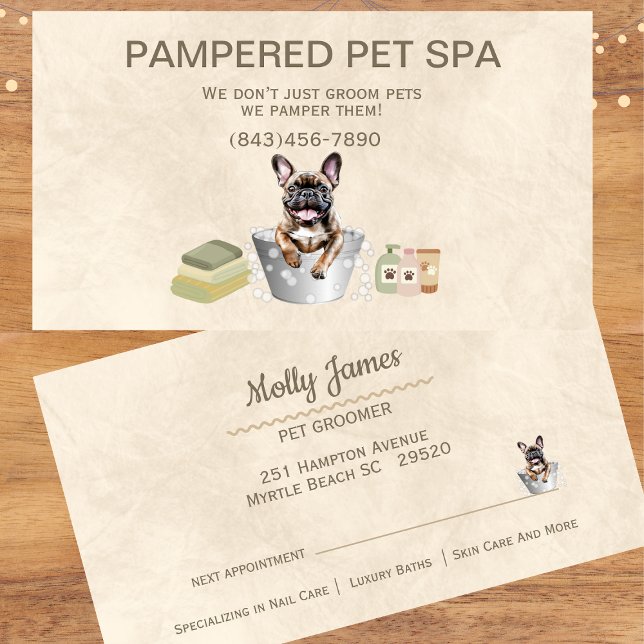 French Bulldog  Pet Groomer Appointment Business Card (Creator Uploaded)