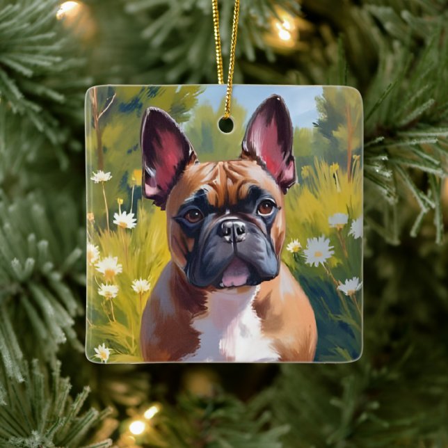 French Bulldog | Pet Painting Dog Art Ceramic Ornament (Tree)