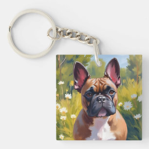 French Bulldog Pet Painting Dog Art Key Ring