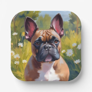 French Bulldog   Pet Painting Dog Paper Plate
