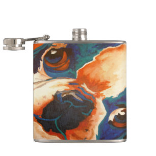 French Bulldog Pet Portrait Hip Flask