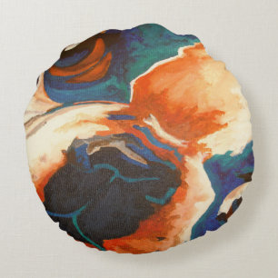 French Bulldog Pet Portrait Round Cushion