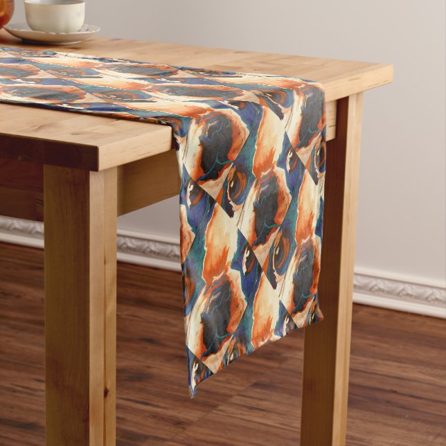 French Bulldog Pet Portrait Short Table Runner (In Situ)