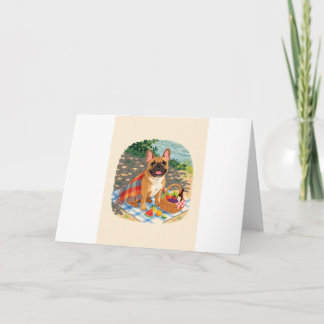 French Bulldog Picnic riverside shade Greeting Car Card