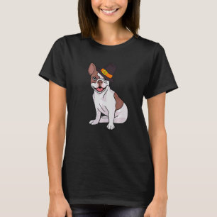 French Bulldog Pilgrim Hat Thanksgiving Day Cute D T-Shirt
