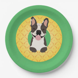 French Bulldog Pineapple Fruit Paper Plate