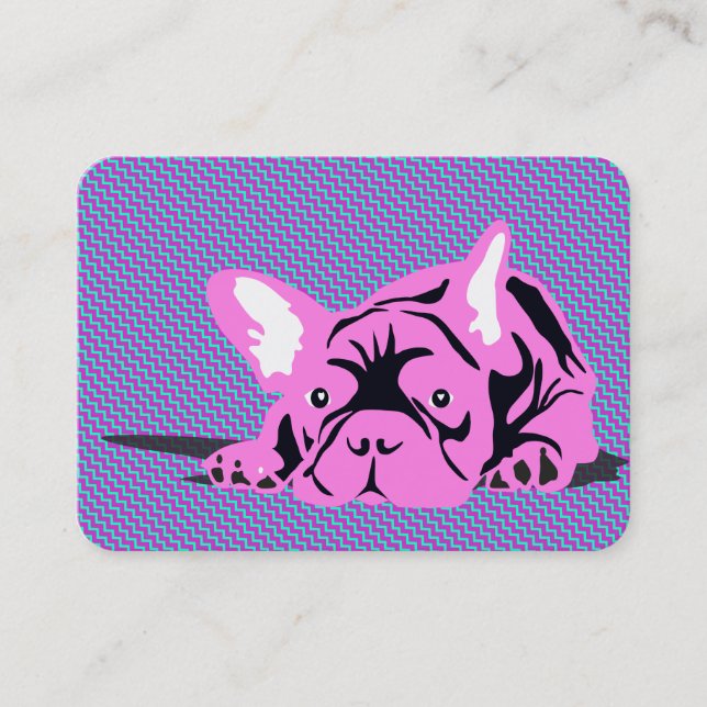 French Bulldog Pink Black Business Card (Front)