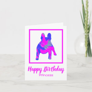 French Bulldog Pink Silhouette Dog Funny Card