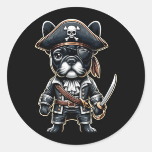 French Bulldog Pirate Dog Halloween Party Classic Round Sticker