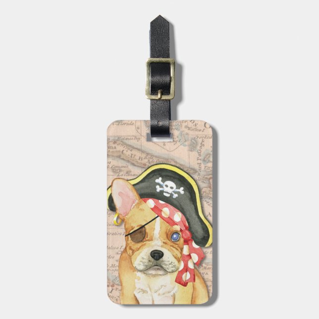 French Bulldog Pirate Luggage Tag (Front Vertical)