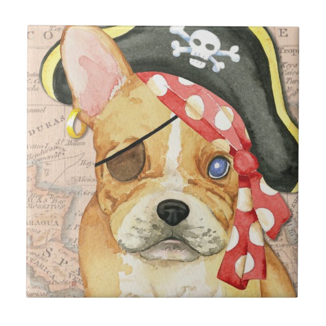 French Bulldog Pirate Tile (Front)