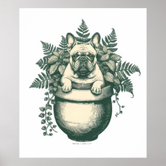 French Bulldog Plant Lover Gift Poster