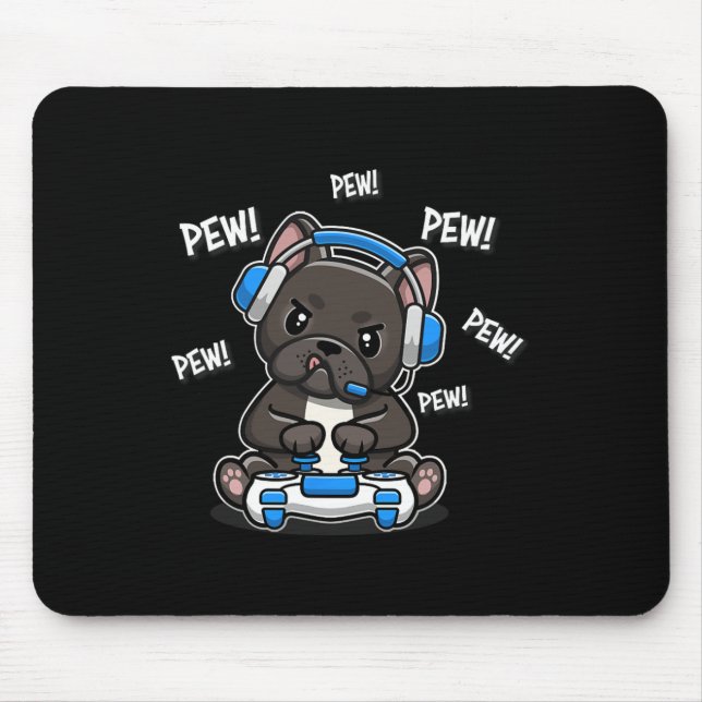 French Bulldog Player Video Game  Mouse Pad (Front)