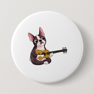 French Bulldog Playing Guitar Funny Guitarist 7.5 Cm Round Badge