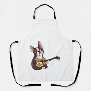 French Bulldog Playing Guitar Funny Guitarist Apron