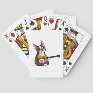 French Bulldog Playing Guitar Funny Guitarist Cards