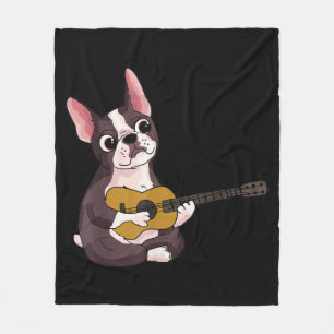 French Bulldog Playing Guitar Guitarist Frenchie Fleece Blanket