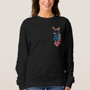 French Bulldog Pocket 4th of July American Flag Pa Sweatshirt
