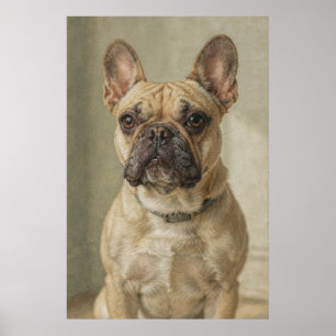 French Bulldog Portrait in Warm Neutrals Poster