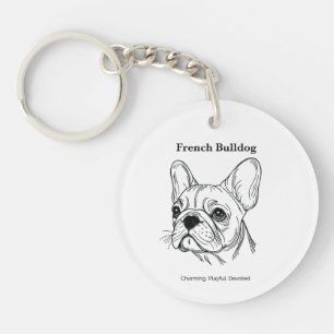 French Bulldog Portrait Key Ring