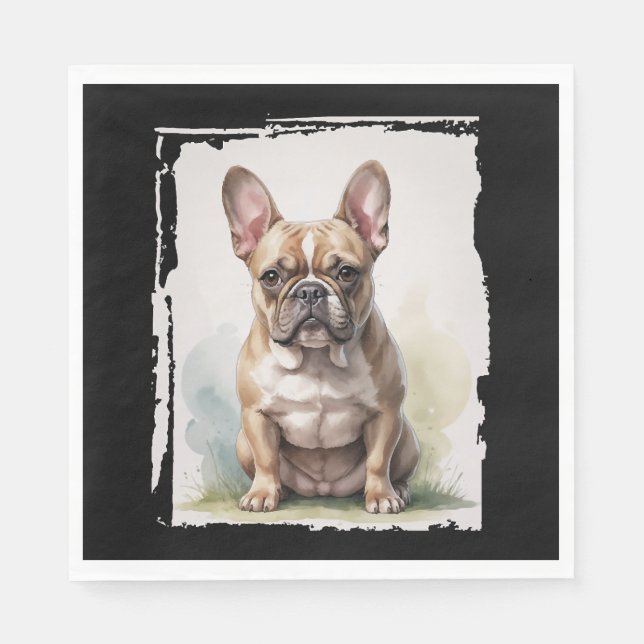 French Bulldog Portrait Napkin (Front)