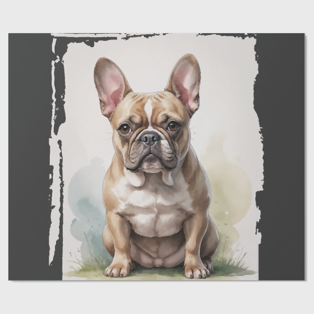 French Bulldog Portrait Wrapping Paper (Flat)