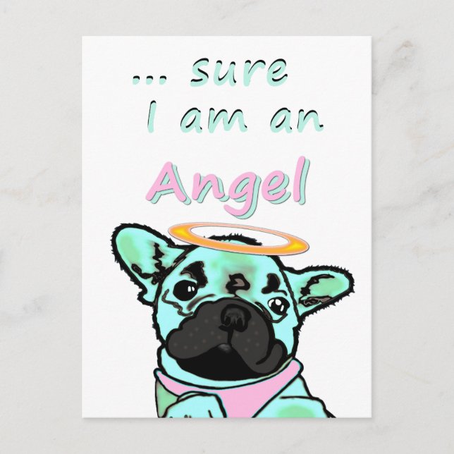 French Bulldog Postcard Angel (Front)