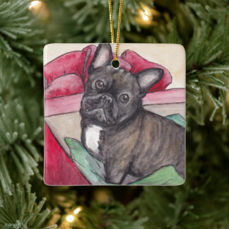 French Bulldog Present Dog Art Ornament