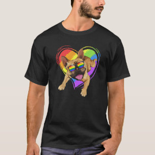 French Bulldog Pride Rainbow Heart Gay Lgbt Pride  T-Shirt