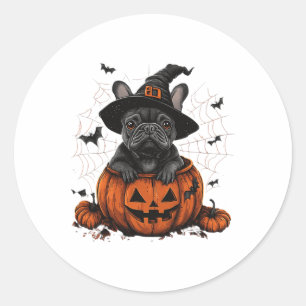 French Bulldog Pumpkin Halloween Thanksgiving Men  Classic Round Sticker