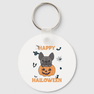French Bulldog Pumpkin Sweet Dogs Happy Halloween Key Ring