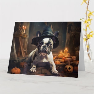 French Bulldog Pumpkins Halloween Scary Card