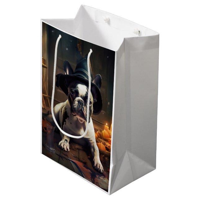 French Bulldog Pumpkins Halloween Scary Medium Gift Bag (Front Angled)